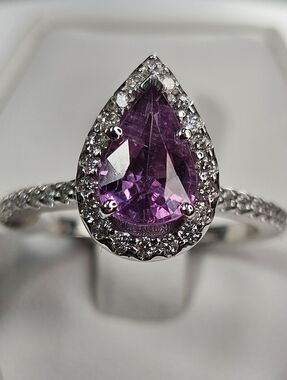 14K White Gold Unheated 1.72ct. Sapphire and Diamond Cocktail/Engagement Ring